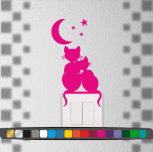 Stickers Interrupteur Chat Lune