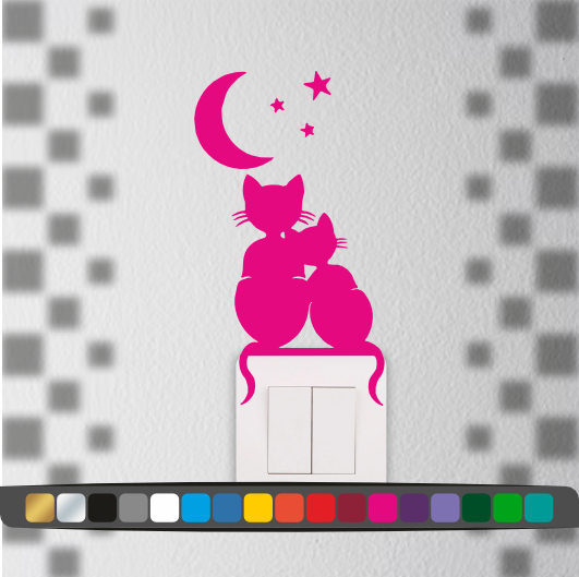 Stickers Interrupteur Chat Lune
