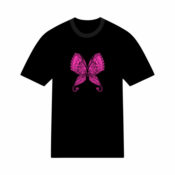 T-shirt mandala papillon en coton unisexe