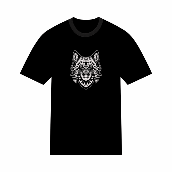T-shirt géométrique loup en coton unisexe