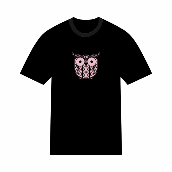 T-shirt géométrique hibou mignon en coton unisexe