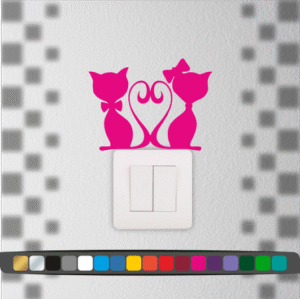 Stickers Interrupteur Chat Cœur
