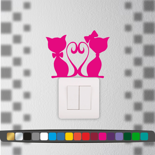 Stickers Interrupteur Chat Cœur