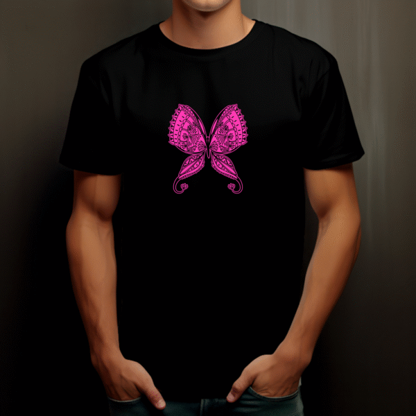 T-shirt mandala papillon en coton unisexe