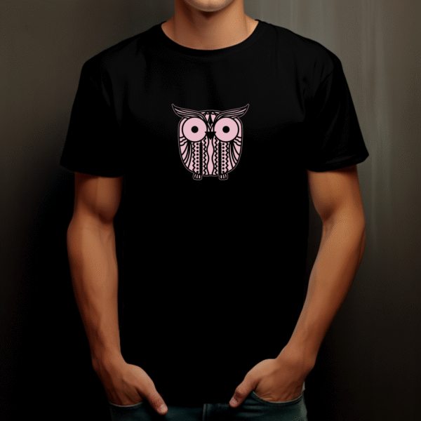 T-shirt géométrique hibou mignon en coton unisexe