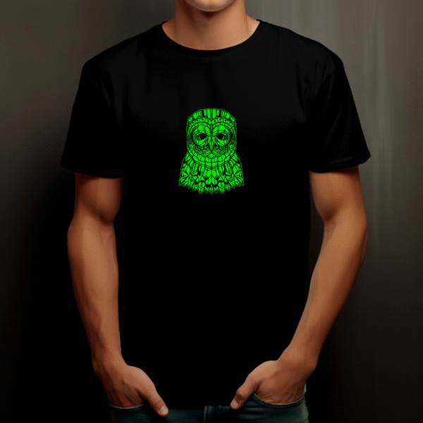 T-shirt géométrique hibou en coton unisexe