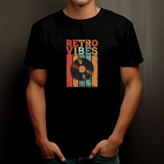 T-shirt vintage motif rétro vinyle