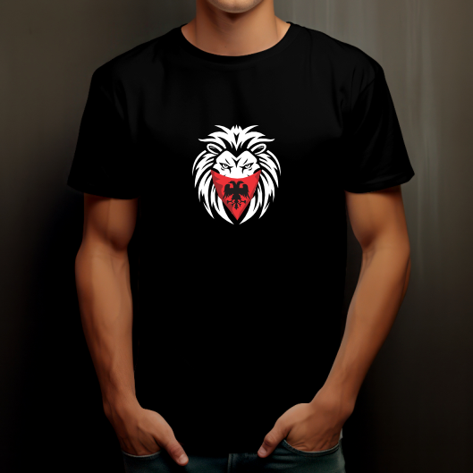 T-shirt albanais motif lion avec drapeau d'Albanie