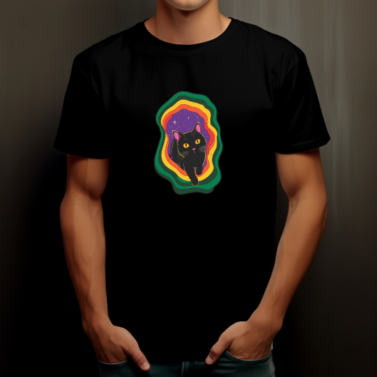 T-shirt Psychédélique Chat