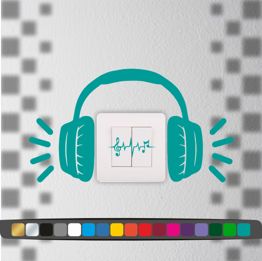 Stickers Interrupteur Casque Musique