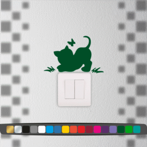 Stickers Interrupteur Chat Papillon