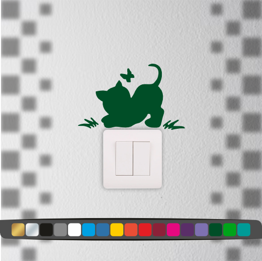 Stickers Interrupteur Chat Papillon
