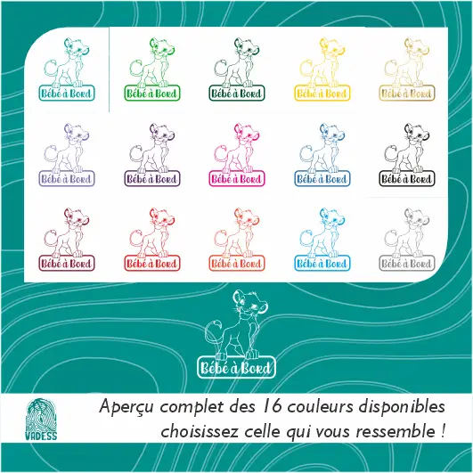 Stickers bébé à bord Simba