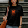 T-shirt géométrique oiseau en coton unisexe