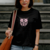T-shirt géométrique hibou mignon en coton unisexe