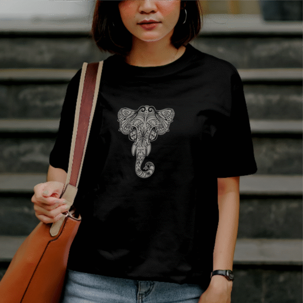 T-shirt mandala éléphant en coton unisexe