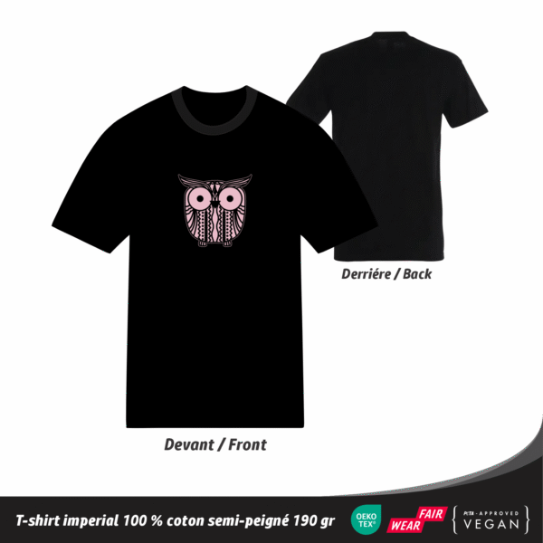 T-shirt géométrique hibou mignon en coton unisexe