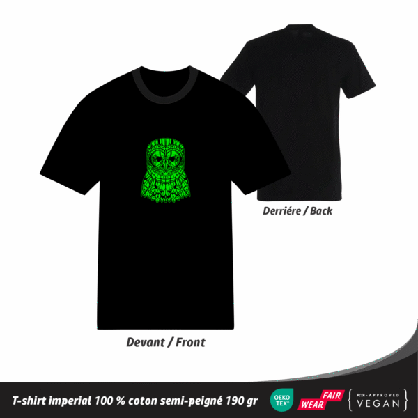 T-shirt géométrique hibou en coton unisexe