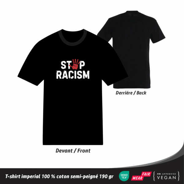 T-shirt streetwear Stop Racisme en coton 190 gr unisexe