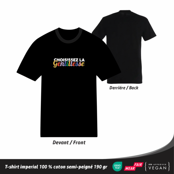 T-shirt Frase "Choisissez la gentillesse" en coton 190 gr unisexe
