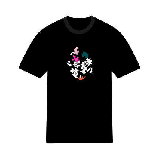 T-shirt – Visage Puzzle Coloré