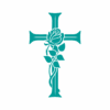 Sticker Croix avec Rose