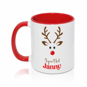 1 Mug Personnalisé Noël avec Prénom – Design Renne Festif