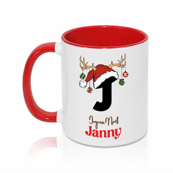 1 Mug Personnalisé de Noël avec Prénom – Design Initiale