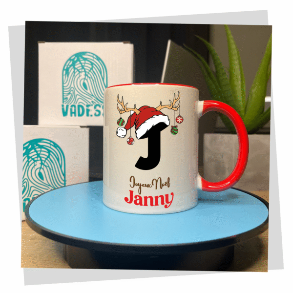 6 Mug Personnalisé de Noël avec Prénom – Design Initiale