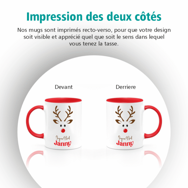 Mug Personnalisé Noël avec Prénom – Design Renne Festif