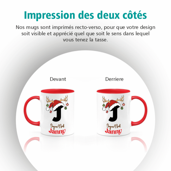 7 Mug Personnalisé de Noël avec Prénom – Design Initiale