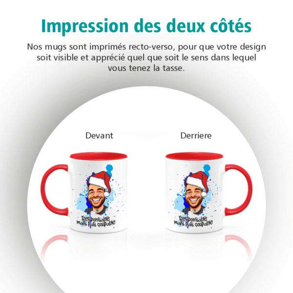 Mug personnalisé caricature avec bonnet de Père Noël