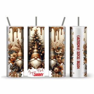 lutin marron Gobelet Isotherme Personnalisé – Lutins Marron Chocolat – Design Noël Drôle & Gourmand