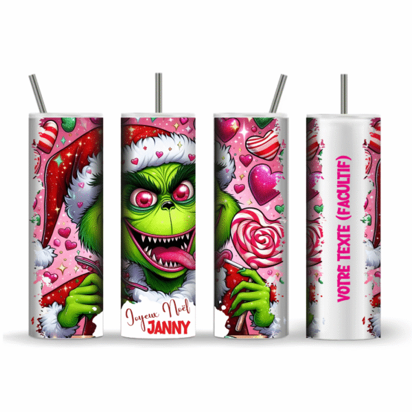 rose 1 Gobelet Grinch Rose avec Cœurs